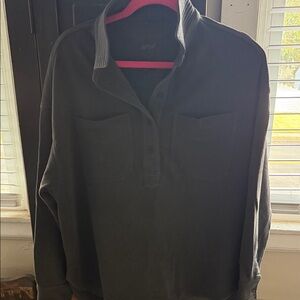 Aerie Charcoal Button-Up Sweatshirt